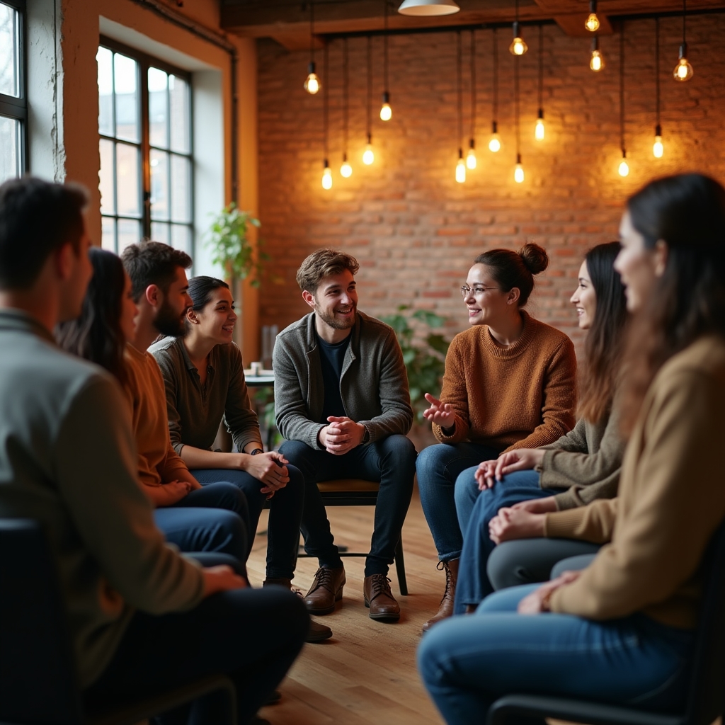 Skupina lidí na workshopu o financích a emocích